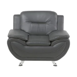 Beliani Fauteuil LEIRA - Grijs Kunstleer -Puur Woood Winkel c0779c4c6b824d5fb1b1ffaf9bf4c105