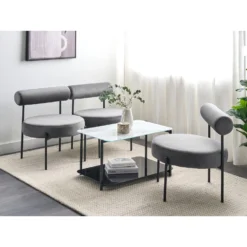 Beliani Fauteuil ALPHA - Grijs Fluweel -Puur Woood Winkel c314fbb484cc42aebeb99d6a0bcba30c