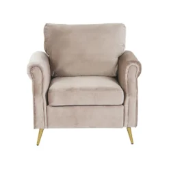 Beliani Fauteuil VIETAS - Beige Fluweel -Puur Woood Winkel d09d89ba9b164aad9c7bb161ceca3f31