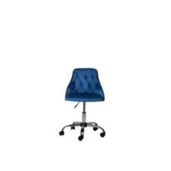 Beliani Bureaustoel PARRISH - Blauw Fluweel -Puur Woood Winkel d1b1110eda4249a589bd38abe1292833