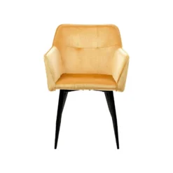 Beliani Eetkamerstoel JASMIN - Geel Fluweel -Puur Woood Winkel d2221d54d571463aba83e274a7db79c7