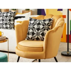 Beliani Cocktailstoel LOVIKKA - Geel Fluweel -Puur Woood Winkel d603bca76377447d84cfee47f7050a76