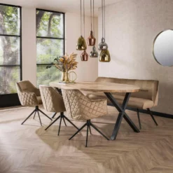 Diego Eetkamerbank Velvet - Stof - Beige -Puur Woood Winkel d6cba83be925486a8f2ed85d04af58ff