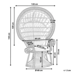 Beliani Fauteuil EMMANUELLE - Beige Rotan -Puur Woood Winkel d8f034c9935c4d75bb49ed944991e2db