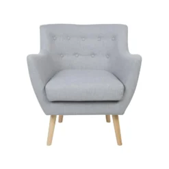Beliani Fauteuil DRAMMEN - Grijs Polyester -Puur Woood Winkel da4354b780e0453482dd455d47774b2a
