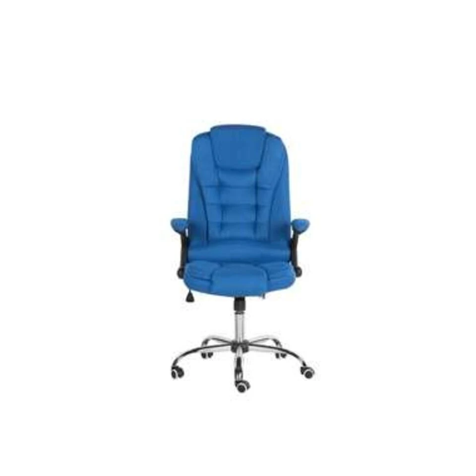 Beliani Bureaustoel ROYAL - Blauw Polyester 4 Beliani Bureaustoel ROYAL - Blauw Polyester - Afbeelding 4