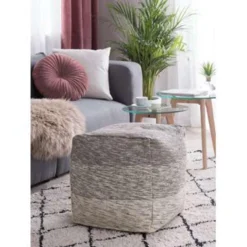 Beliani Poef HIRRI - Grijs Katoen -Puur Woood Winkel dd0564ddd04249c98787bee81a4c0e0b