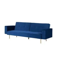Beliani Driezitsbank - VISNES Blauw Fluweel -Puur Woood Winkel de2e7f9194844f9d8ffc8c5125e06e24