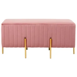 Beliani Hocker DAYTON - Roze Fluweel -Puur Woood Winkel de49a563dd9a4eaea016a253fd0950b8