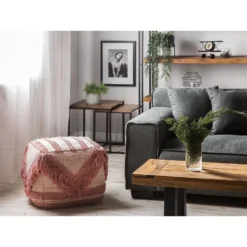 Beliani Poef KOCHI - Roze Katoen, Polyester 7 Beliani Poef KOCHI - Roze Katoen, Polyester -Puur Woood Winkel e379fff5641b4c80a53debc5ccc9b13d