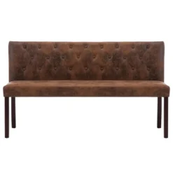 VidaXL Bankje 148,5 Cm Kunstsuède Bruin -Puur Woood Winkel f06cc1f1908e41149b76d62145e818a0