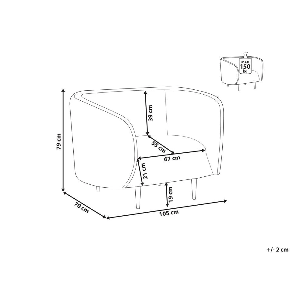 Beliani Fauteuil LOEN - Beige Polyester 2 Beliani Fauteuil LOEN - Beige Polyester - Afbeelding 2