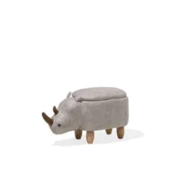 Beliani Dierenhocker RHINO - Grijs Kunstleer -Puur Woood Winkel f36cd66bf7c74a40b186115893ecf757