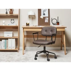 Beliani Bureaustoel ALGERITA - Bruin Kunstleer -Puur Woood Winkel f8a849c307fb42ef932ea3659b85ab02