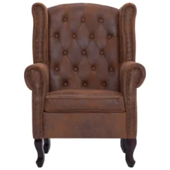 VidaXL Fauteuil En Voetenbank Chesterfield-stijl Kunstsuède Bruin -Puur Woood Winkel f8c67b80f8694d30a4a9e39ef9aa9566
