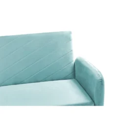 Beliani Driezitsbank - SENJA Blauw Fluweel -Puur Woood Winkel fa9d99b3b88144f48f90fbdccb1b9263