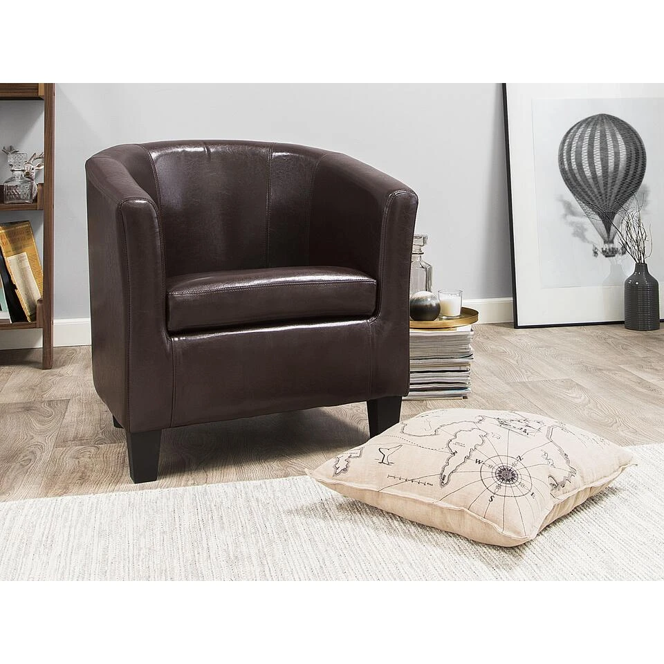 Beliani Fauteuil BORWICK - Bruin Kunstleer 2 Beliani Fauteuil BORWICK - Bruin Kunstleer - Afbeelding 2