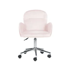 Beliani Bureaustoel PRIDDY - Roze Fluweel -Puur Woood Winkel fdcd7a30b3c34bd5a7abeca85394226c