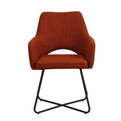 Eetkamerstoel Met Armleuning Suzy Terracotta - Stof - Oranje -Puur Woood Winkel ffb0979367544f9b8ad3bce2c70d7043