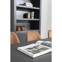 Eetkamerstoel Senja - Stof - Cognac - Zwart Metaal -Puur Woood Winkel sf 10302745 1011