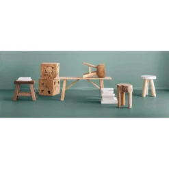 Decoratief Blok Naturel Teak Luuk - Bruin - 37x37x37 Cm -Puur Woood Winkel sf 11990793 1000